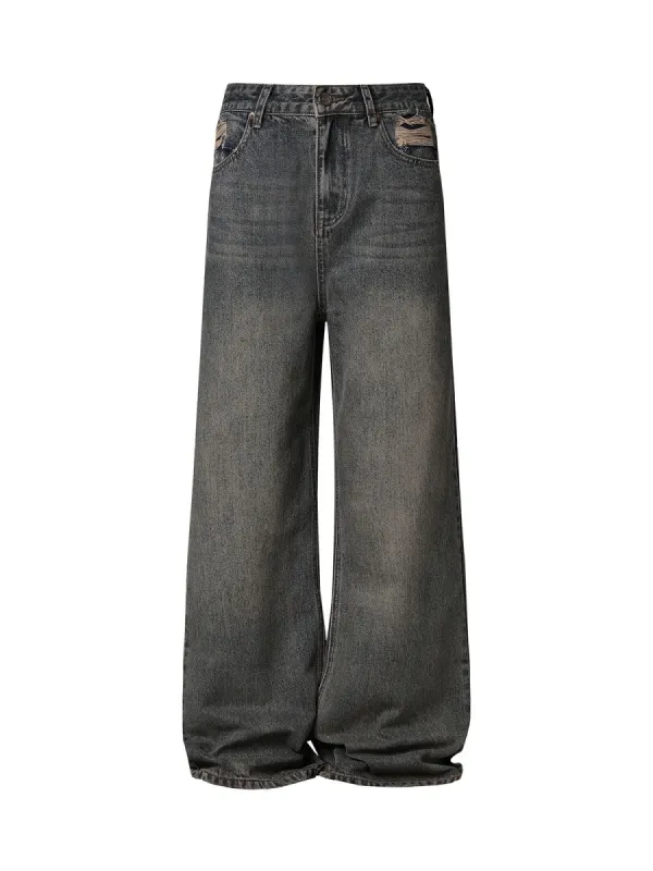 Washed Dirty-Dye Straight Jeans - 2352 sold by Thesupermade