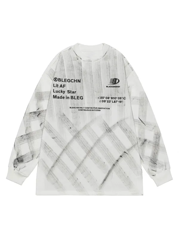 Hand Painted Graffiti Jersey Long Sleeve T-shirt sold by Thesupermade