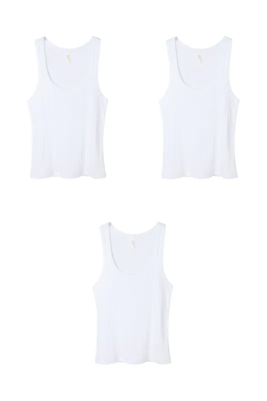Tank Top Set of Three White sold by Desmond & Dempsey