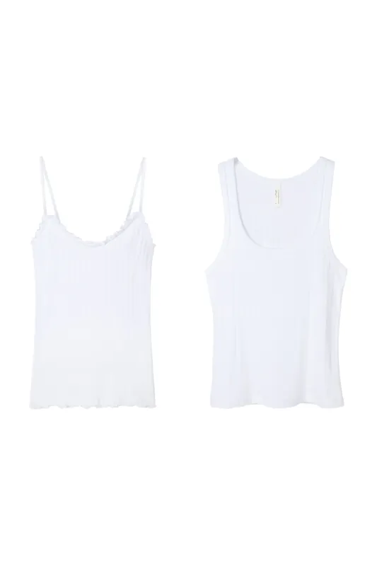 Multi Tank Top Set of Two White sold by Desmond & Dempsey