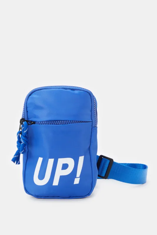 Blue Printed Messenger Bag sold by Redtag