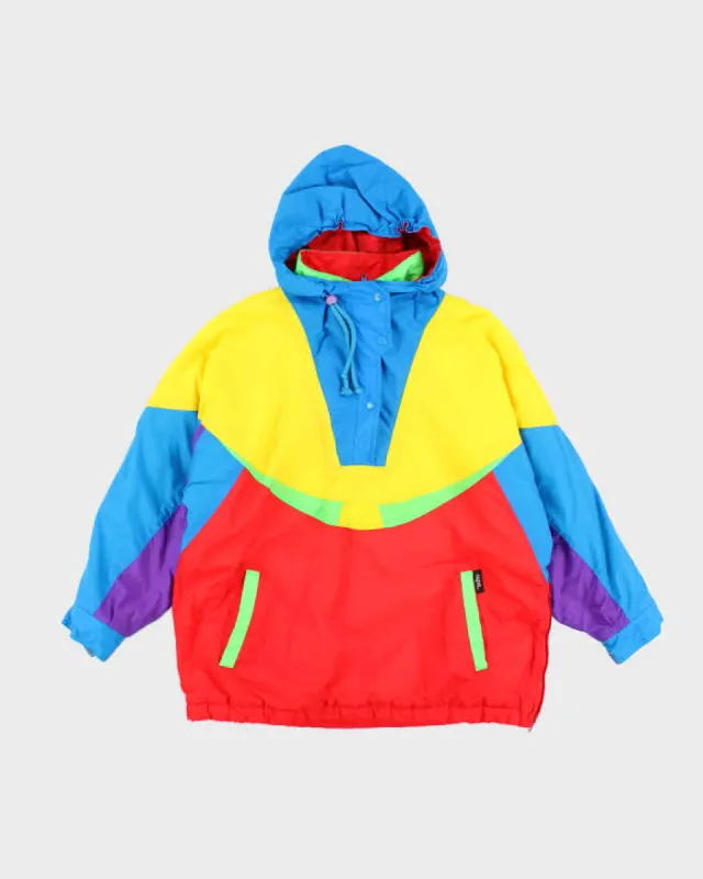 Vintage 80's Lightweight Hooded Multi Coloured Rain Jacket - M sold by Rokit