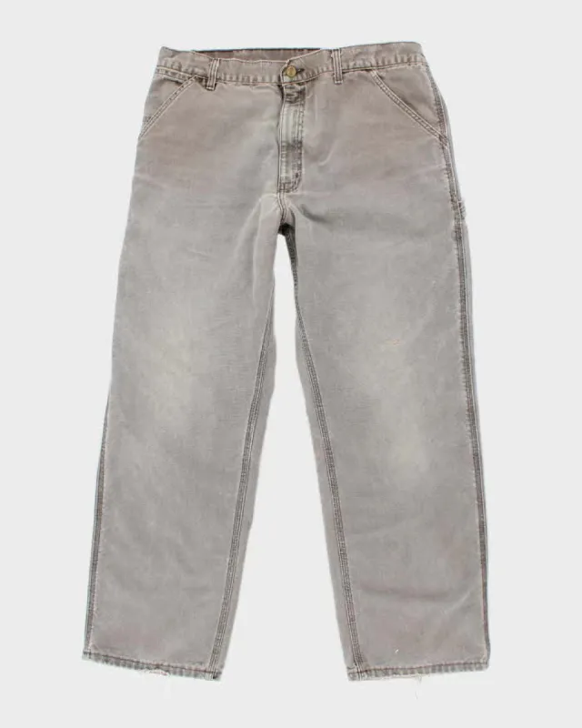 Vintage 90s Carhartt Faded Brown Workwear Trousers - W36 L30 sold by Rokit