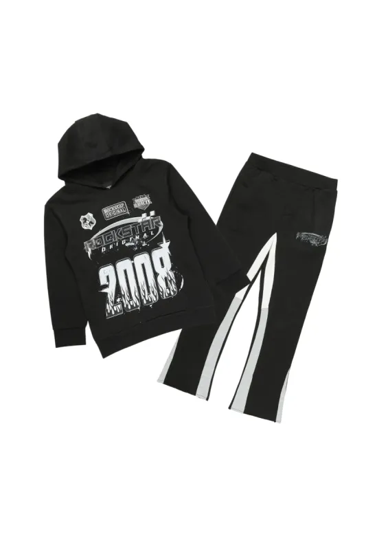 Boys Amos Black Stacked Track Set sold by Rockstar Original