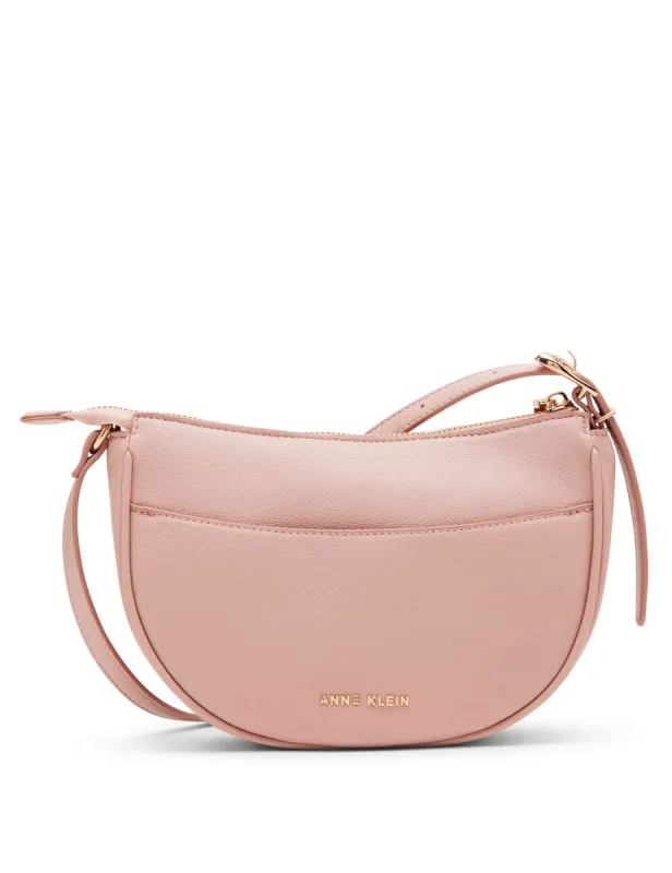 Sculpted buckle half moon crossbody sold by Anne Klein