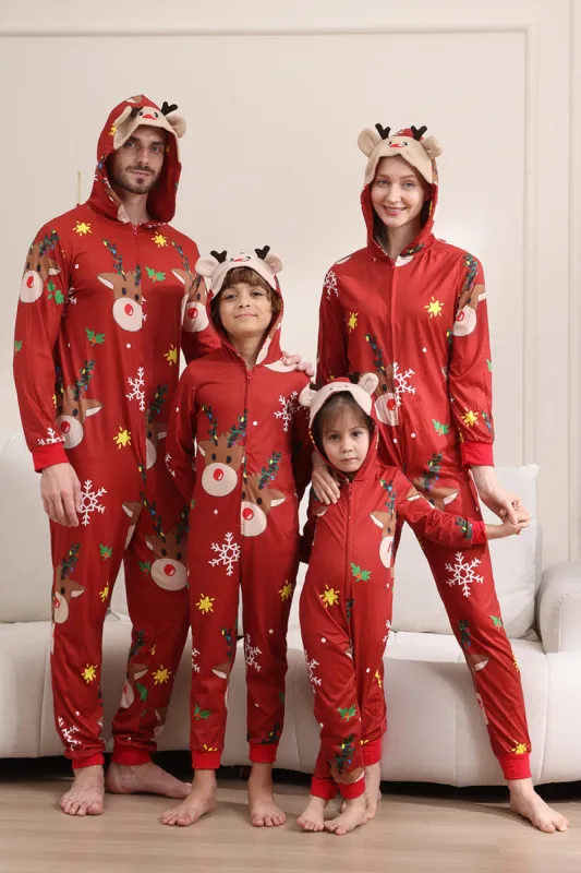 Matching Onesie for Women Men Family Hooded Red Pajamas One Piece Christmas Pajamas Set sold by Zapaka