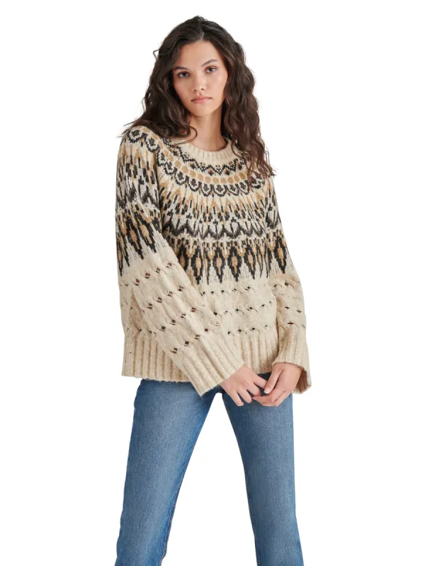 Suzette Fair Isle Sweater, Brown Multi | Steve Madden sold by North & Main Clothing Company
