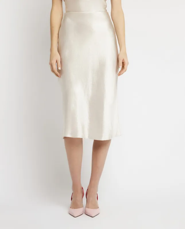 Satijnen Midi Rok - Ecru sold by Pauw Amsterdam
