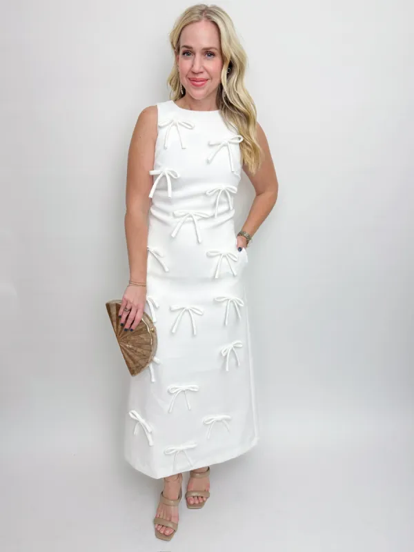 Bow-tiful White Midi Dress sold by Mimosa