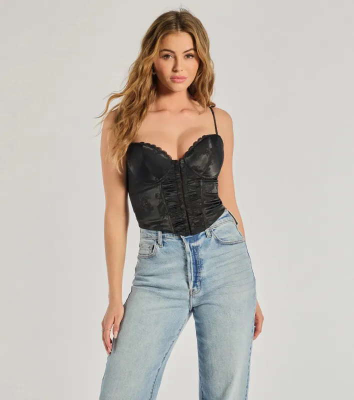 Chance For Romance Satin Floral Bustier sold by Windsor