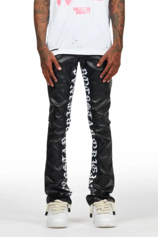 Elian Black PU Stacked Flare Jean sold by Rockstar Original
