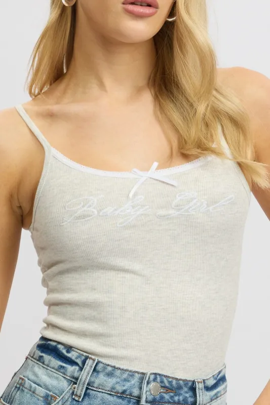 Grey Graphic Singlet Rib sold by Ally Fashion