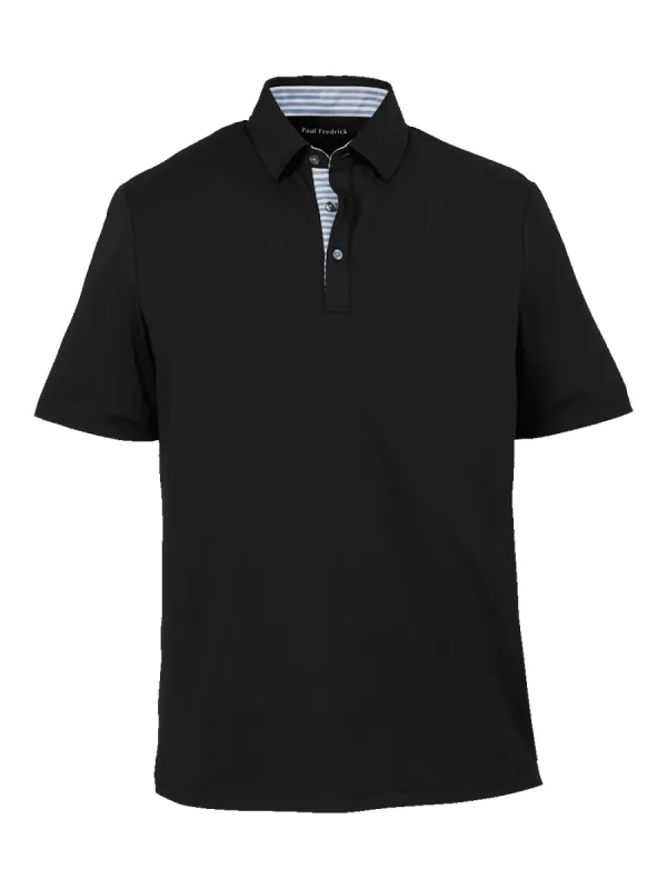 Performance Blend Three Button Polo - Black sold by Paul Fredrick
