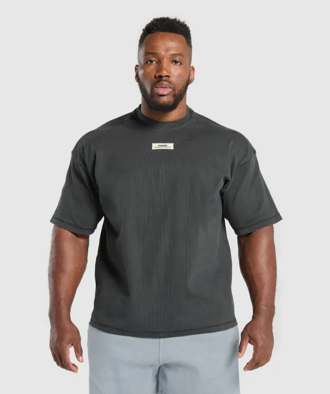Gymshark Heavyweight Rib Short Sleeve Crew - Asphalt Grey sold by Gymshark