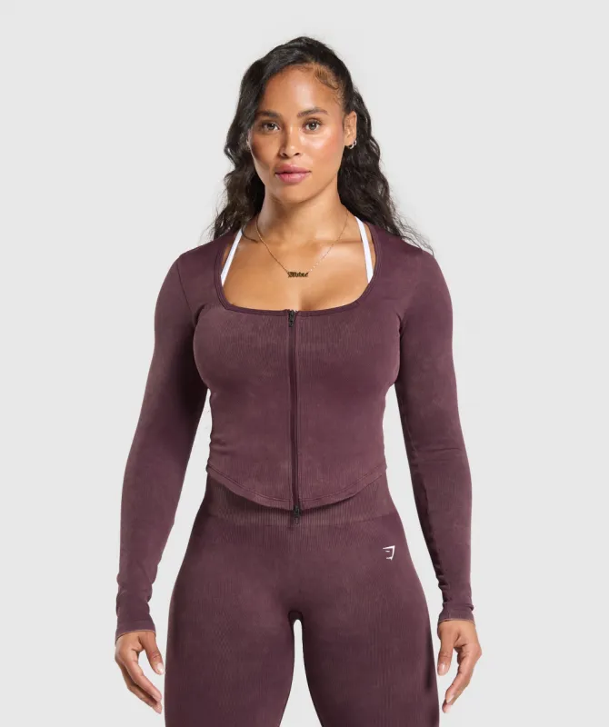 Gymshark Gains Seamless Zip Up - Depth Purple sold by Gymshark