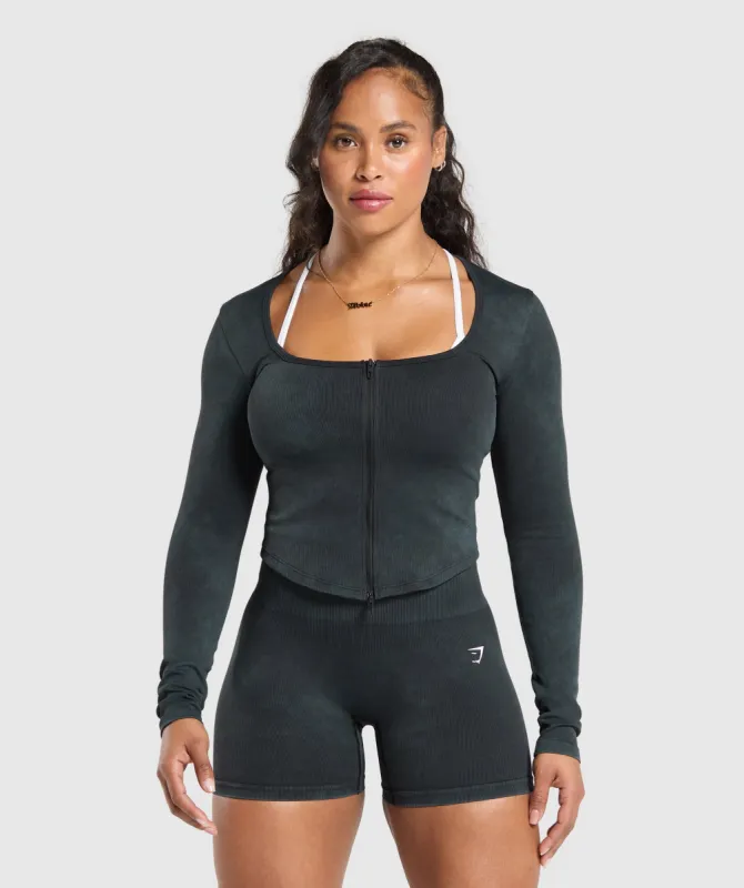 Gymshark Gains Seamless Zip Up - Black sold by Gymshark