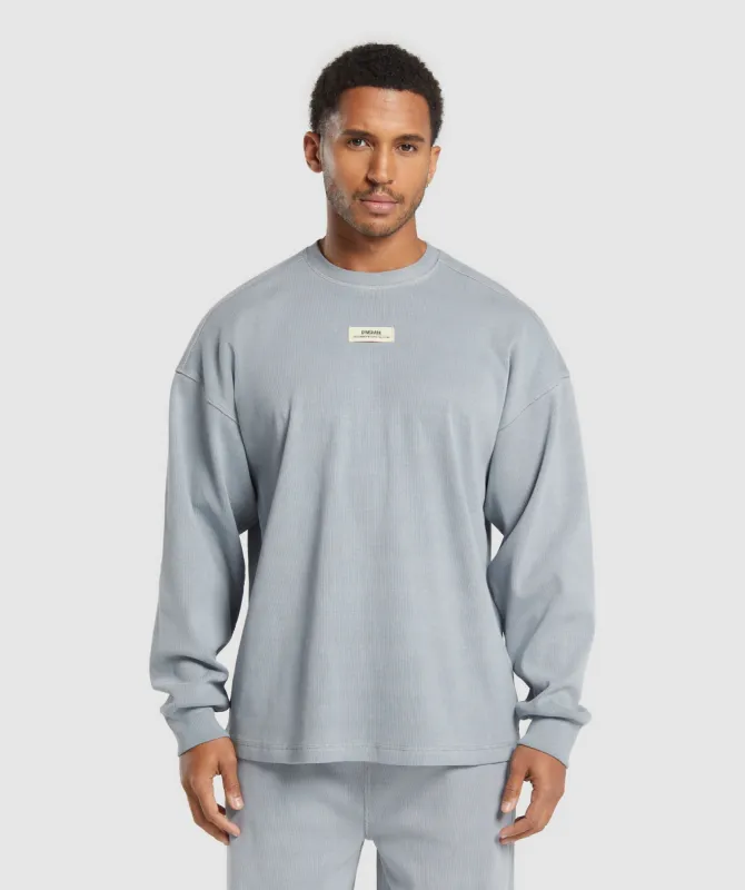 Gymshark Heavyweight Rib Crew - Denim Grey sold by Gymshark