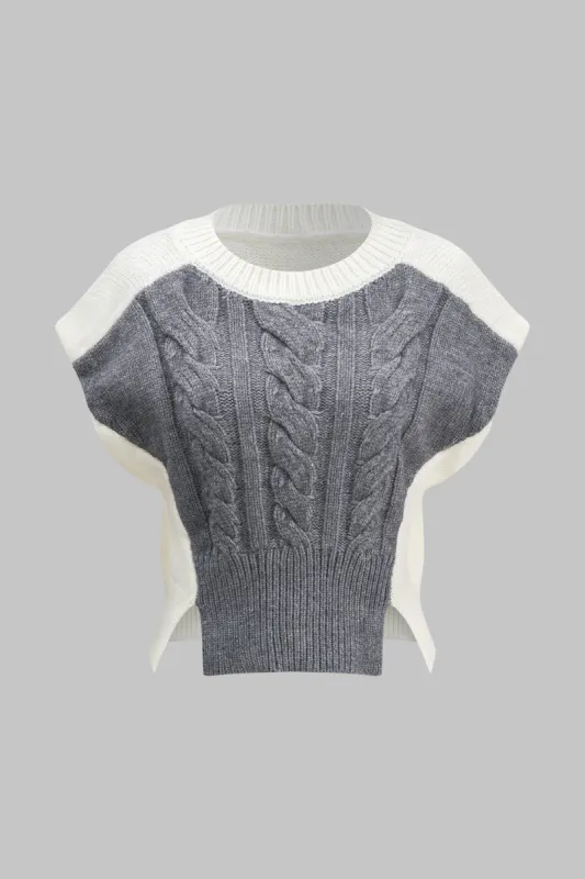 Strikket patchwork kortærmet top sold by Micas