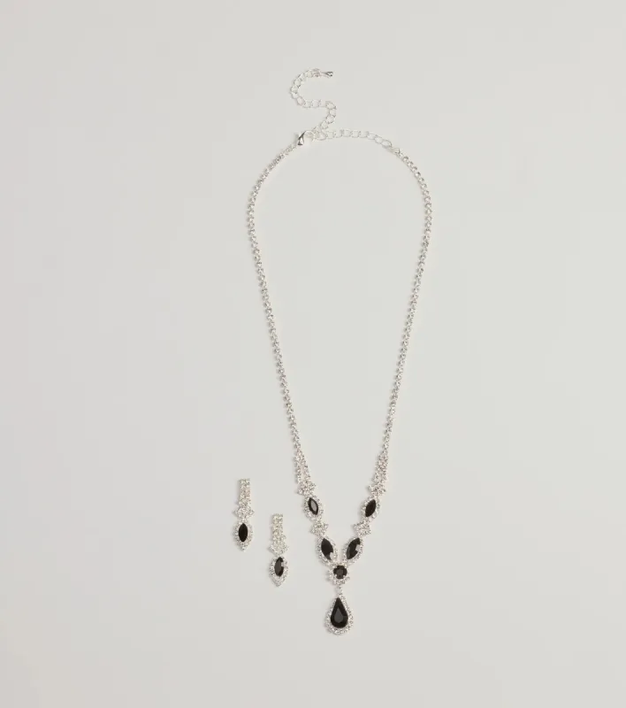 Bold Beauty Teardrop Rhinestone Necklace Set sold by Windsor