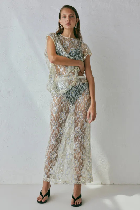 Devyn Sequin Midi Skirt Lace sold by Verge Girl