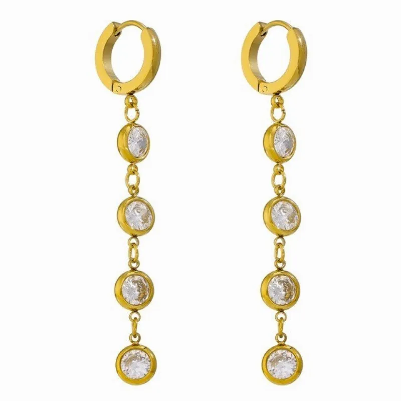 Classic Single-Strand CZ Drop Earrings sold by Ruumur