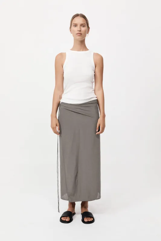 Silk Wrap Tie Skirt - Slate sold by St. Agni