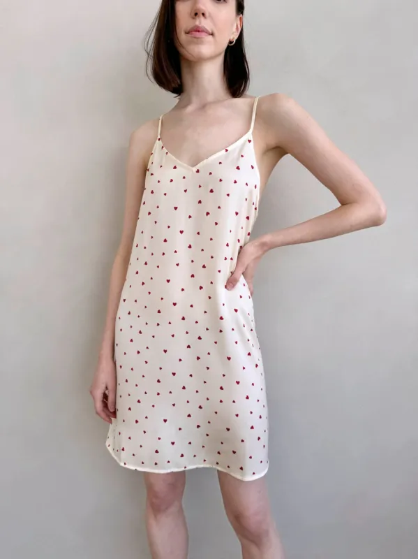 Small Heart Toss Satin Silk Chemise sold by Splendid
