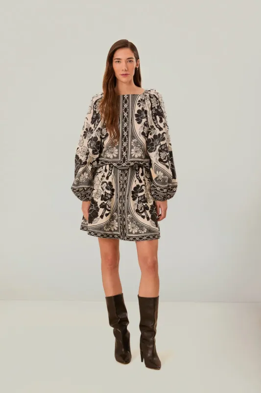 Off-White Flower Leopards Long Sleeve Blouse sold by FARM Rio
