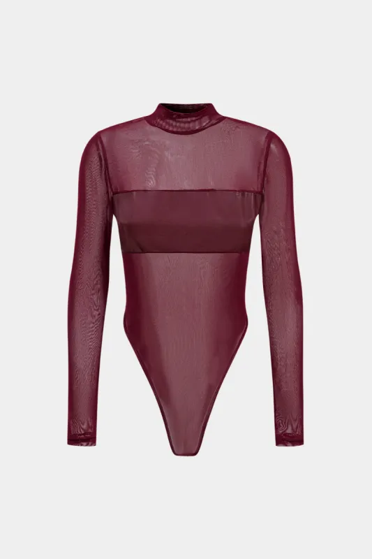 Faux læder patchwork langærmet bodysuit sold by Micas