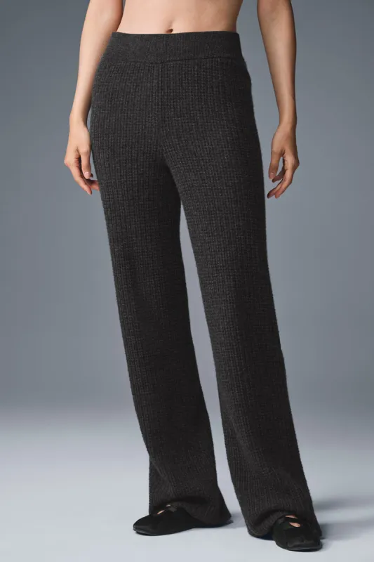 Cashmere High-Waist Plush Waffle Pant - Dark Heather Grey sold by Alo Yoga