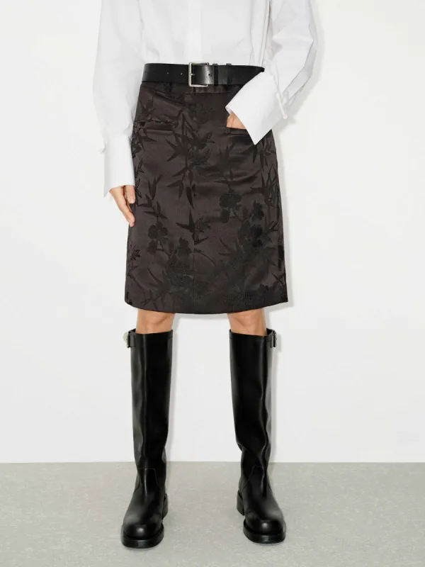 Jacquard Detail Slit Skirt sold by Mo&Co