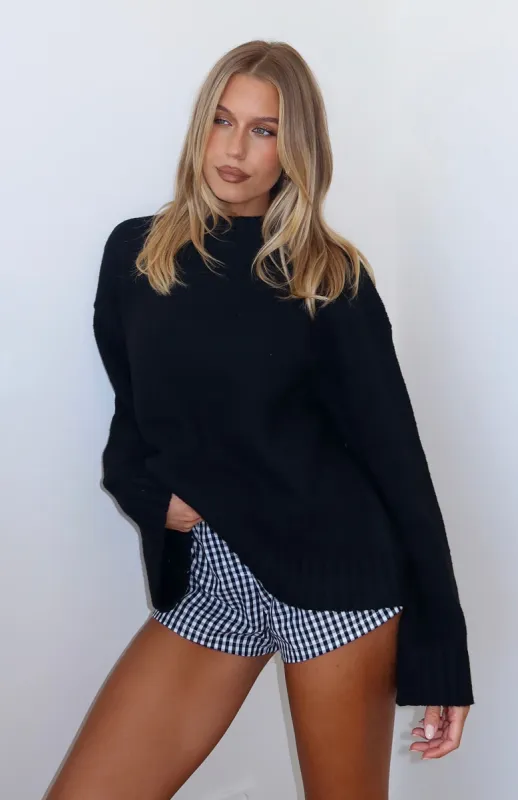 Winter's Chill Knit Sweater Black sold by White Fox Boutique