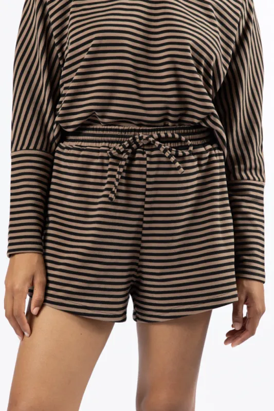 No Complaints Mocha and Black Striped Shorts FINAL SALE sold by Pink Lily