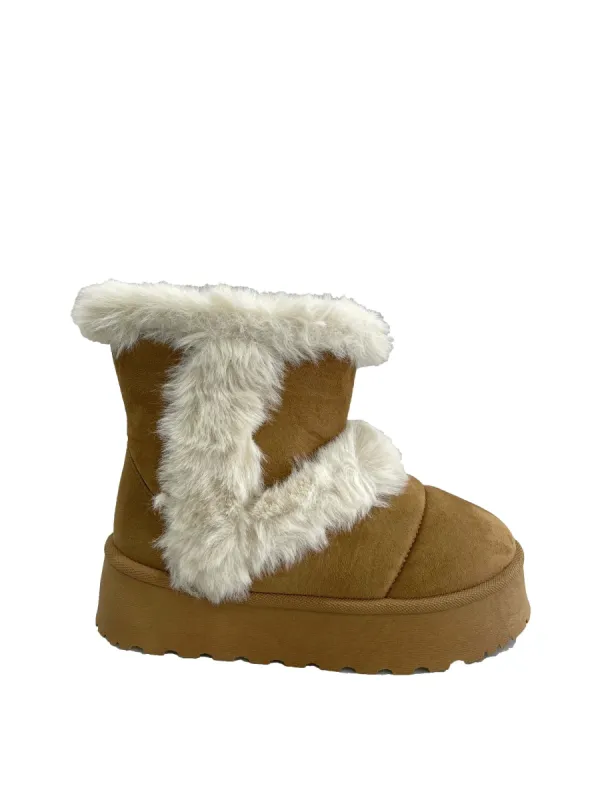 "Furry" boots camel sold by Meet Me There