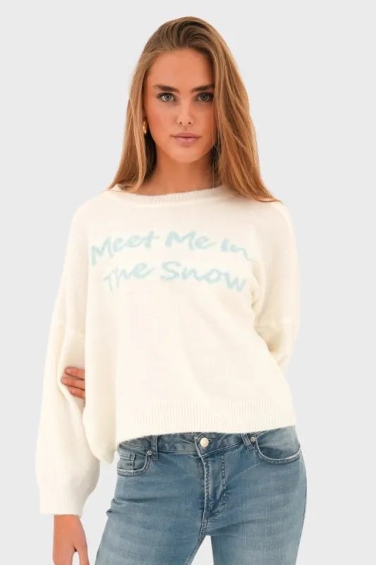 "Meet me in the snow" sweater white sold by Meet Me There
