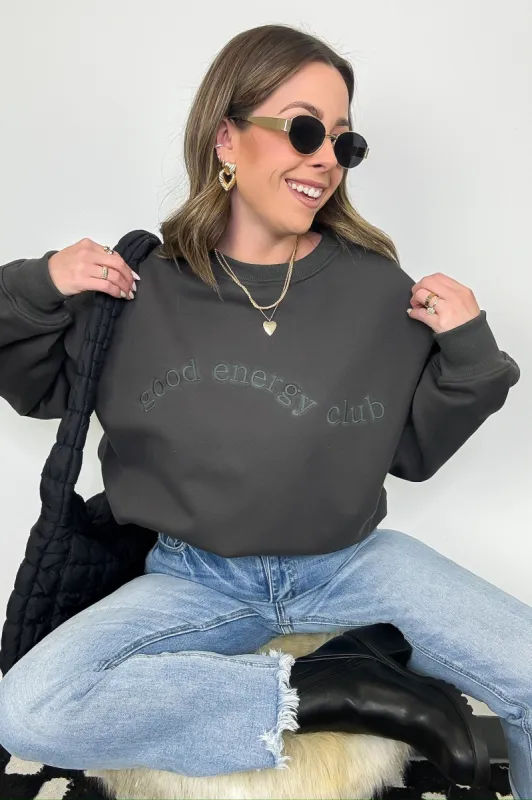 Good Energy Club Embroidered Relaxed Fit Pullover - FINAL SALE sold by Madison + Mallory