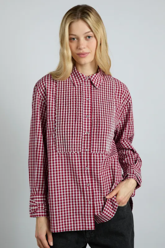 michelle shirt - cherry gingham sold by Damson Madder