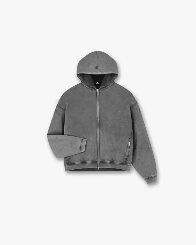 Initial Boxy Zip Through Hoodie - Vintage Grey sold by Represent