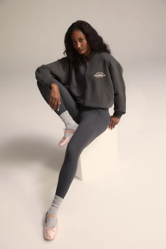 Classics Distressed Full Zip Sweatshirt - Charcoal Grey/Blush Pink sold by Adanola