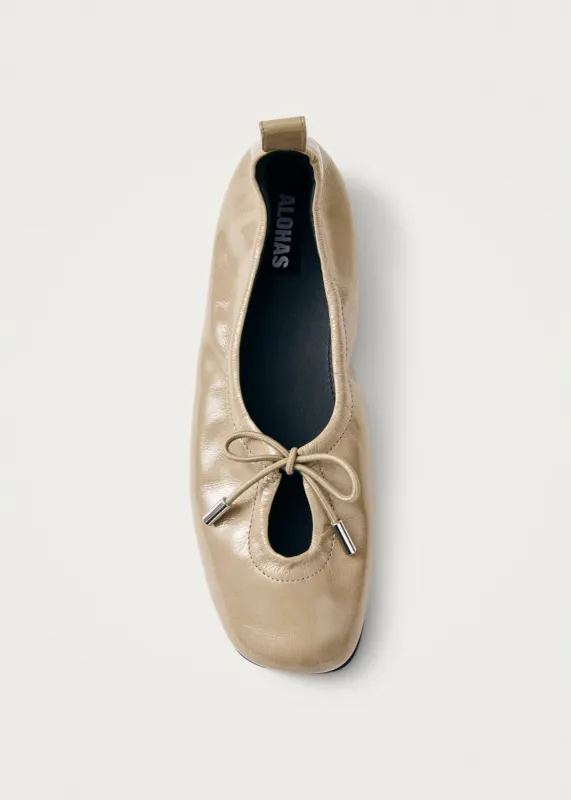 Rosalind Onix Beige Leather Ballet Flats sold by Alohas