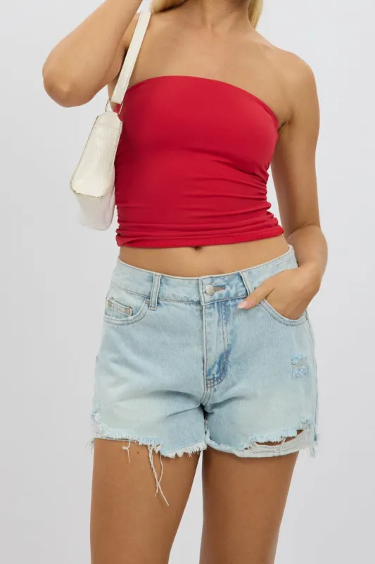 Denim Relaxed Shorts High Rise sold by Ally Fashion