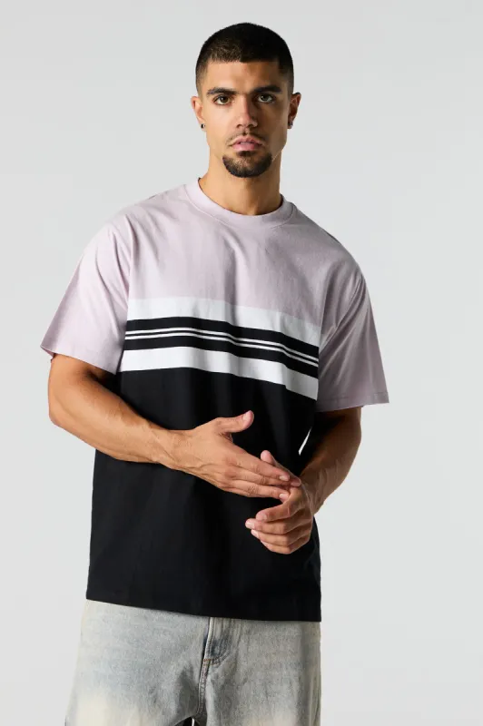 T-shirt rayé avec blocs de couleurs sold by Urban Planet