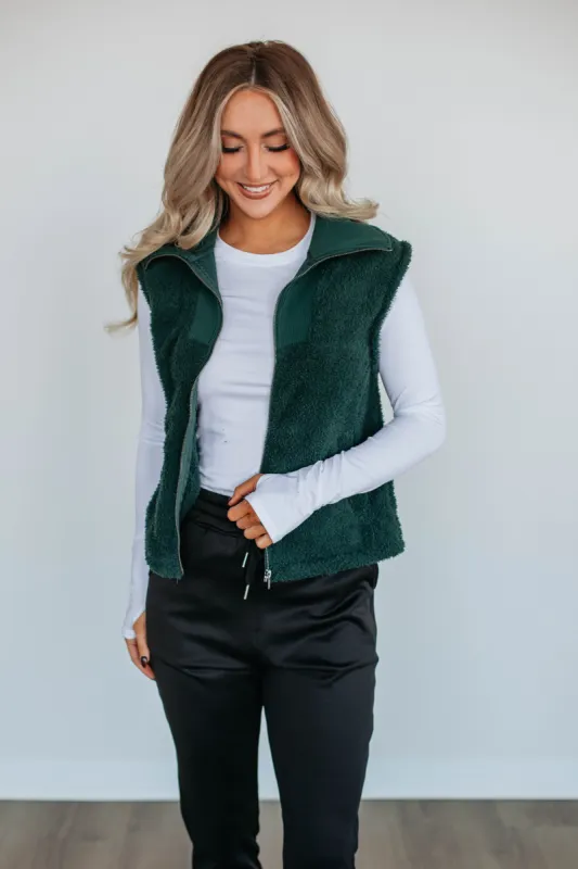 Cove Sherpa Vest - Jungle Green sold by Wild Oak Boutique