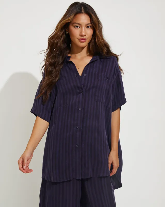 Day Trip Button Down - Dark Sprint Stripe sold by Larroude