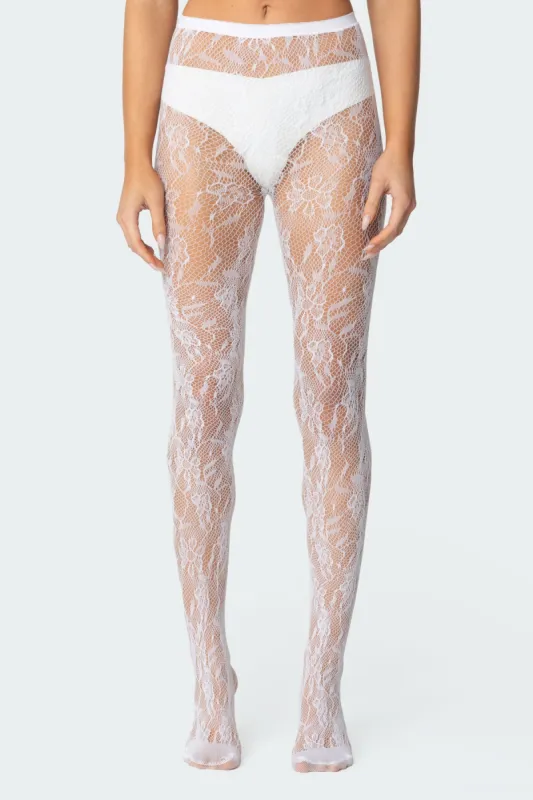 Lacey Fishnet Tights sold by Edikted
