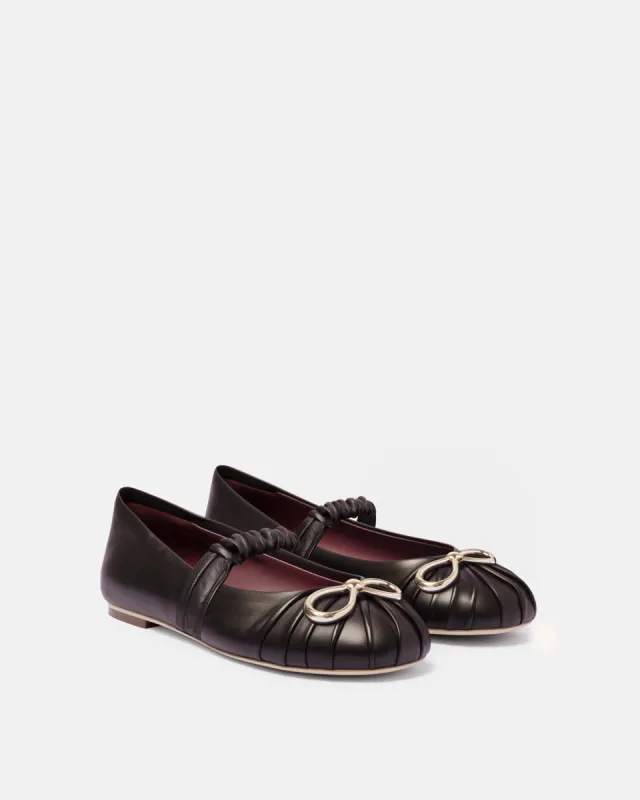 Eloise Gold Ring Detail Flats - Brown sold by JW PEI
