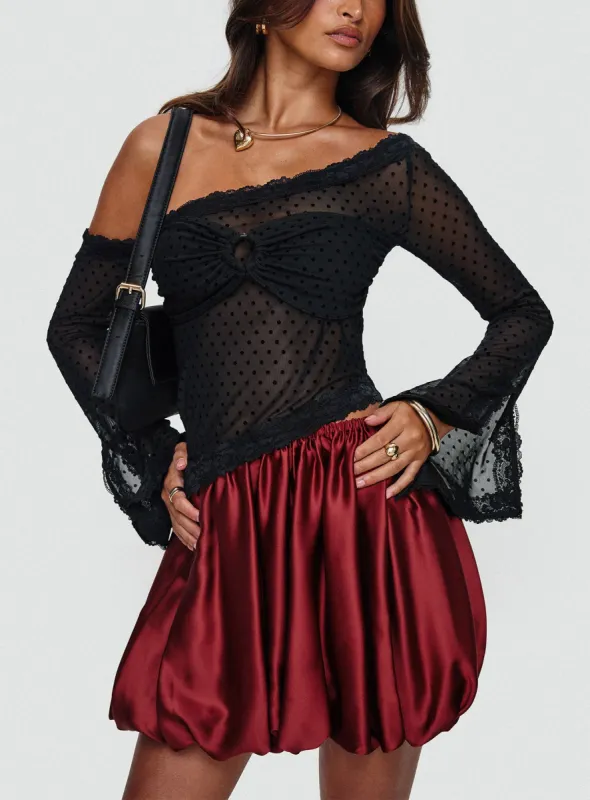 Rubee Bubble Hem Mini Skirt Red sold by Princess Polly