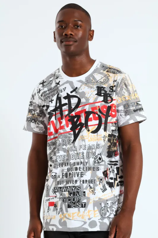 All Over Evil Print Tee - White sold by Edgars 