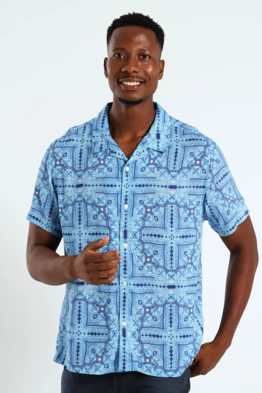 Eco Rayon Tile Shirt - Blue sold by Edgars