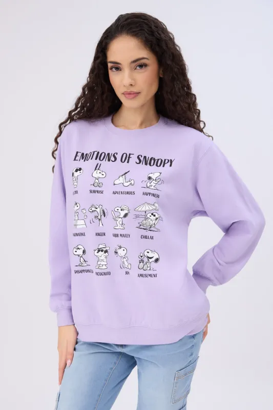 Peanuts Emotions Of Snoopy Graphic Crew Neck Sweatshirt sold by Bluenotes